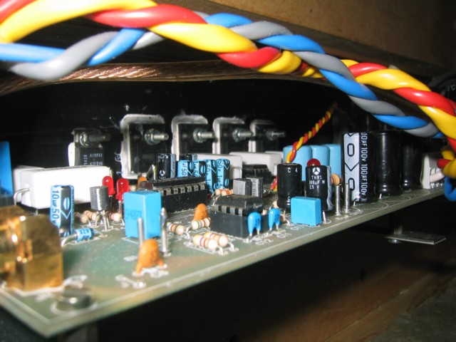 Velleman K4010 amp mounted through back of cabinet